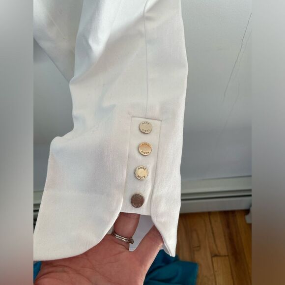 Anne Klein size 12 white dress pants slim regular with silver button detail - Picture 3 of 10